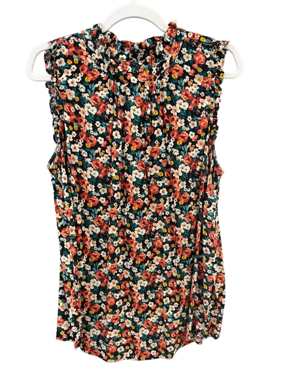 Torrid Floral Ruffle High Neck Sleeveless Blouse Size 1 1X
